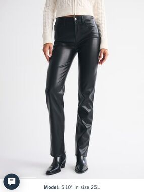 Abercrombie & Fitch Black Faux Leather Straight-Leg Pants